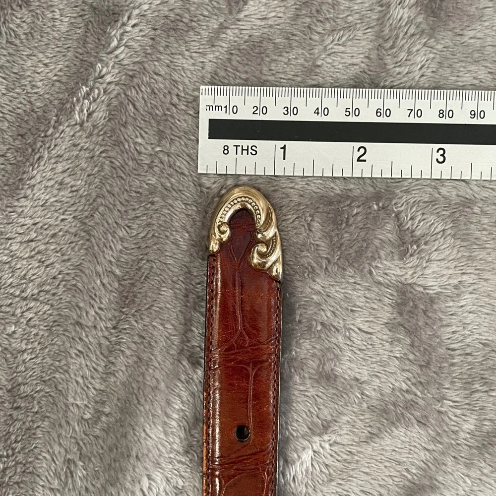 Vintage Y2K‎ Brighton Brown Mock Croc Leather Western Buckle Belt Large